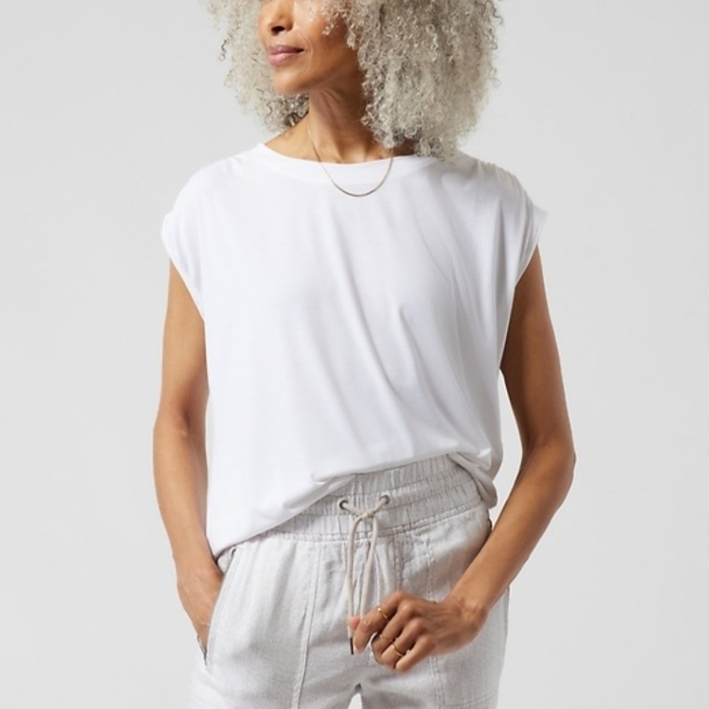 Athleta Getaway Tee T-shirt White Small Short Sleeve Dolman Top